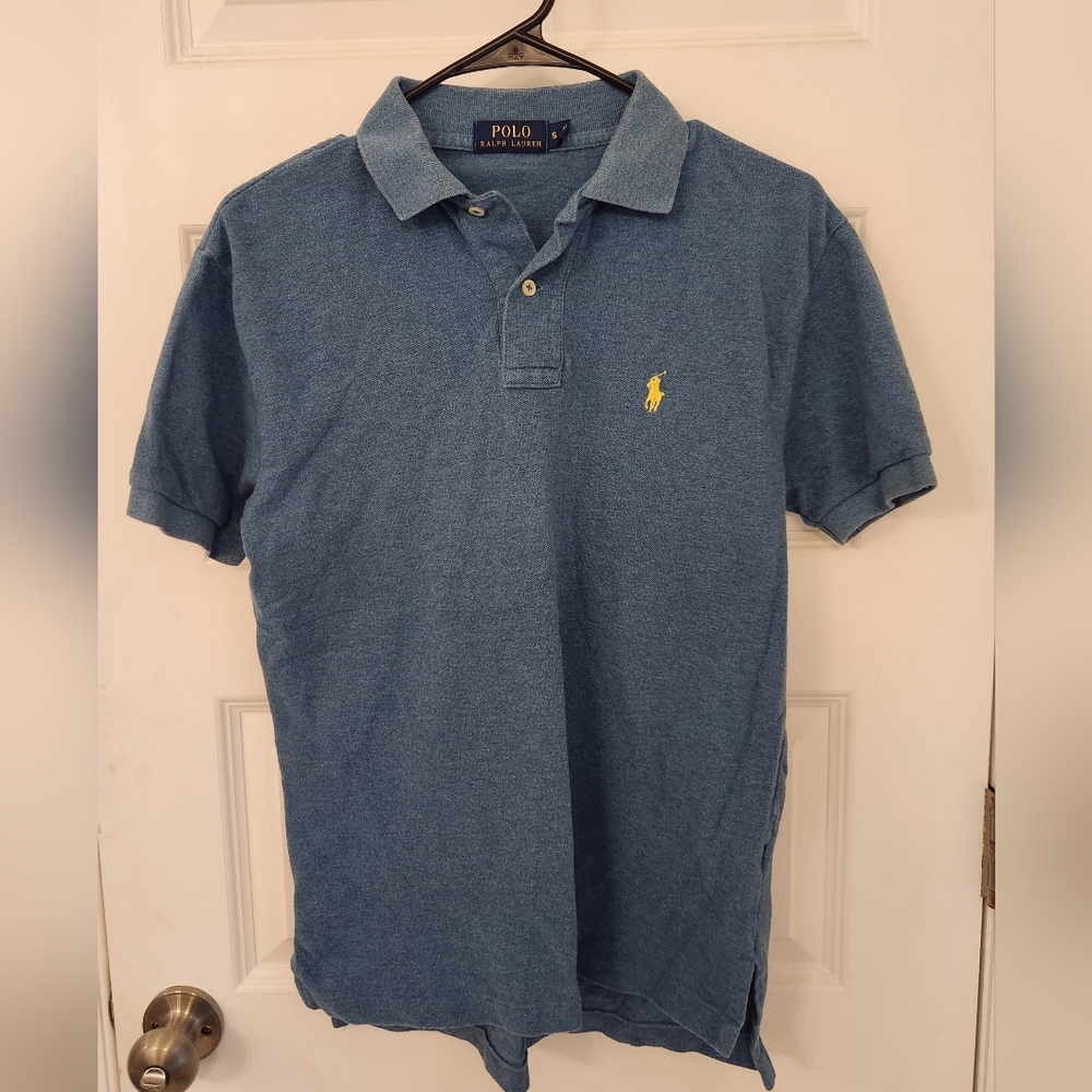 Men Blue Yellow Short Sleeve Polo Shirt Size‎ S Polo Ralph Lauren #EE1089
